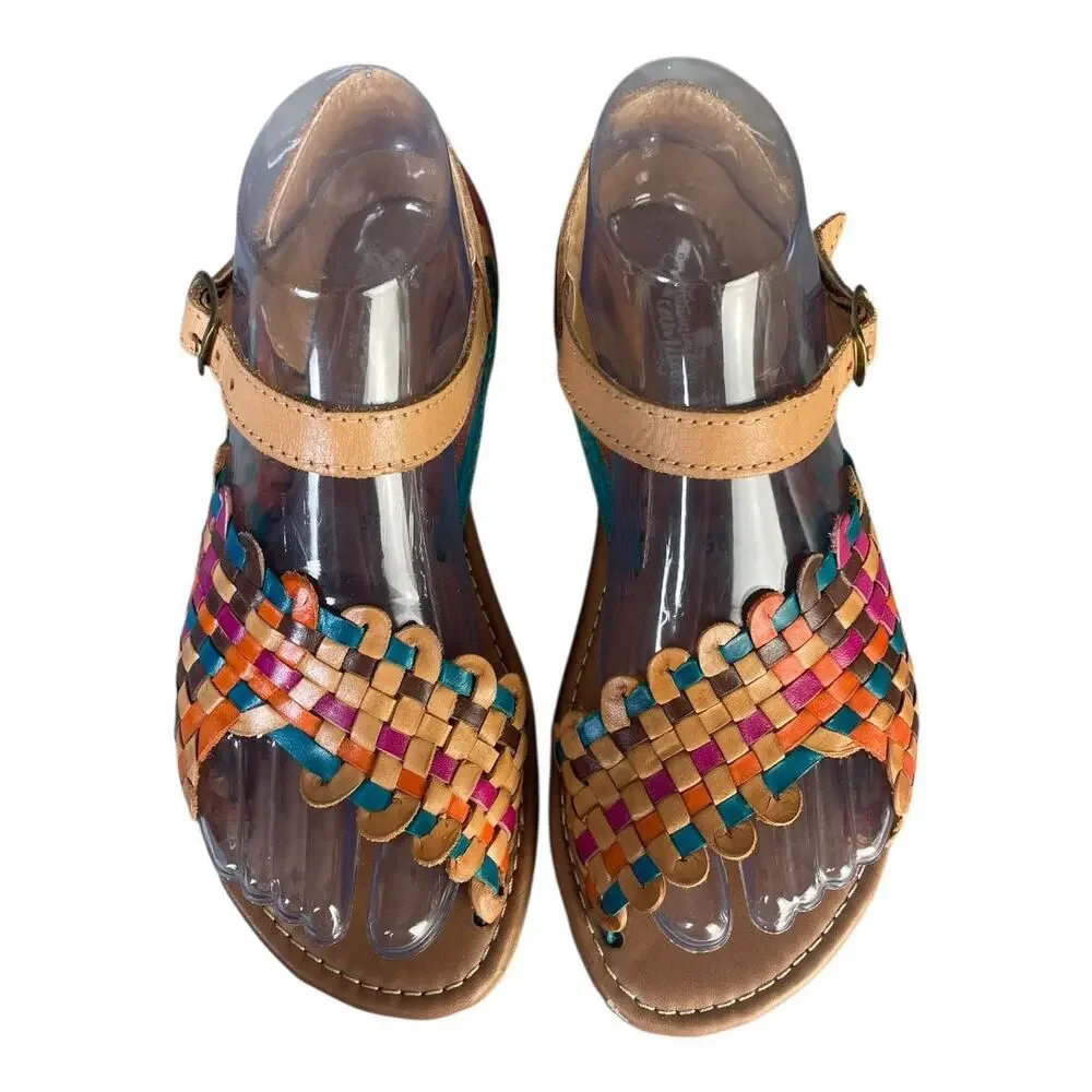 Artesanias Camila Women’s Colorful Hand Woven Leather Huarache Sandals Size-7